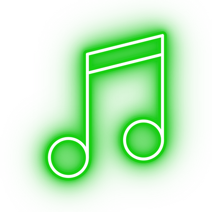 Neon green musical note icon